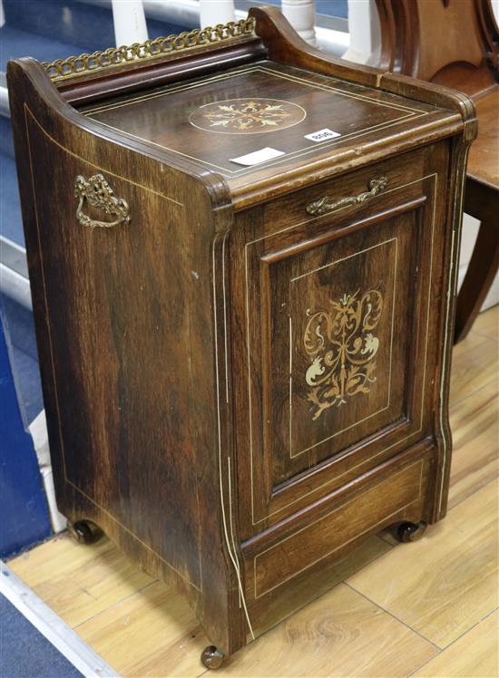 A late Victorian inlaid rosewood purdonium W.36cm